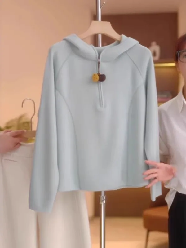 

Синяя женская толстовка с капюшоном, свободная посадка, длинная внутренняя одежда, базовый слой, топ больших размеров, удобные весенние новые поступления