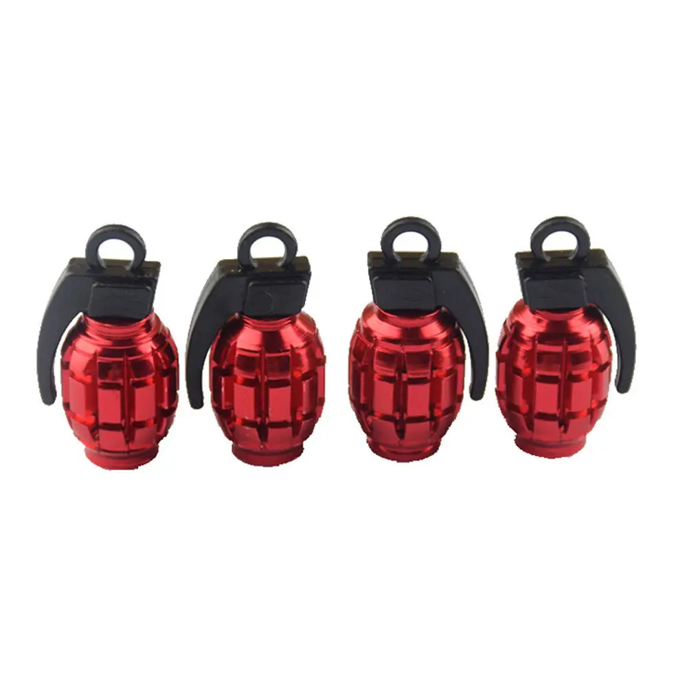 4pcs Red Color Grenade Car Truck Wheel Tire Air Valve Tire Valve Stem Caps for UTV ATV