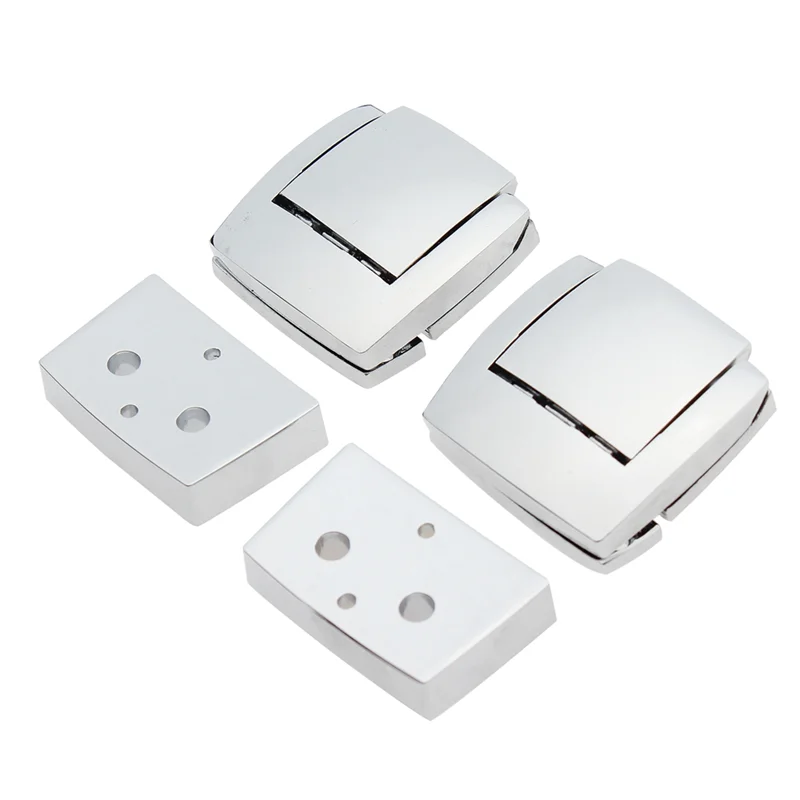 

NEW-Trunk Bag Hinge And Latch Kit Silver Metal For Chopped For Razor Tour Pak