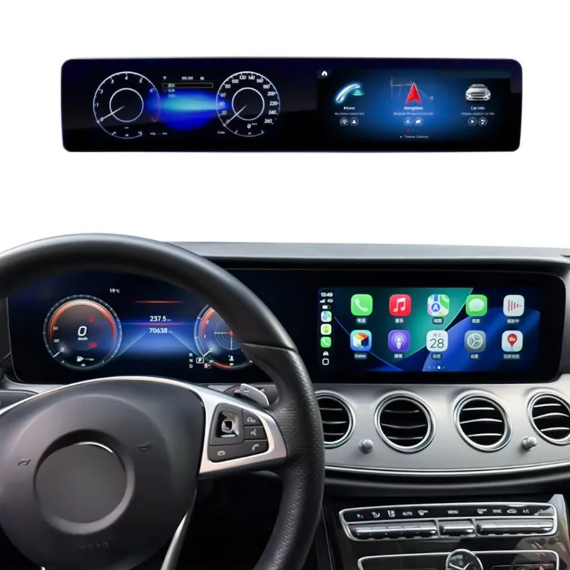 24.6 Inch W213 Dual Screen Android Car Screen Radio + Digital Instrument Cluster Speedometer for  E-Class W213 2016-2023