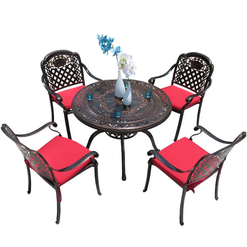 Outdoor tables and chairs Villa courtyard cast aluminum tables and chairs five-piece set Outdoor garden waterproof and sunscreen
