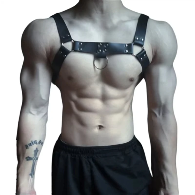 5 Colors H-shape Leather Men Harness Belts with Buckle Fetish Gay Body Bondage Clothes Gothic Punk Chest Harness Straps for Man view 2