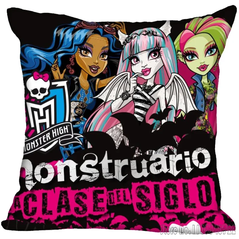 Anime Monster High Cushion Cover Plush Pillowcase Pillow Case Sofa Car Home Decor 45x45cm Kids Gift