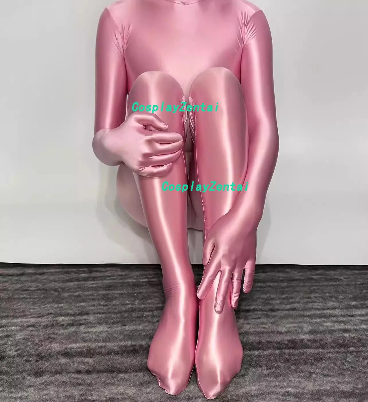 Pink High Quality Spandex Shiny Bright Smooth Zentai Bodysuits Halloween costumes Woman/Men Zentai Suit