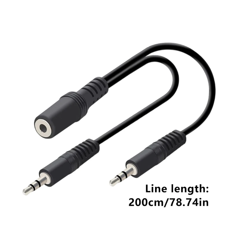 3.5mm Y Splitter Cable Stereos Female to Double Male Auxes Connectors with TangleFree Design for Home Travel Use 83CF