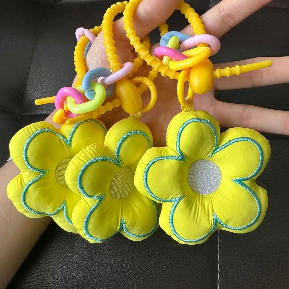 Dopamine Flower Bag Pendant Cloth Acrylic Chain Fresh Backpack Decoration Korean Style Stuffed Floral Lanyard Decorations
