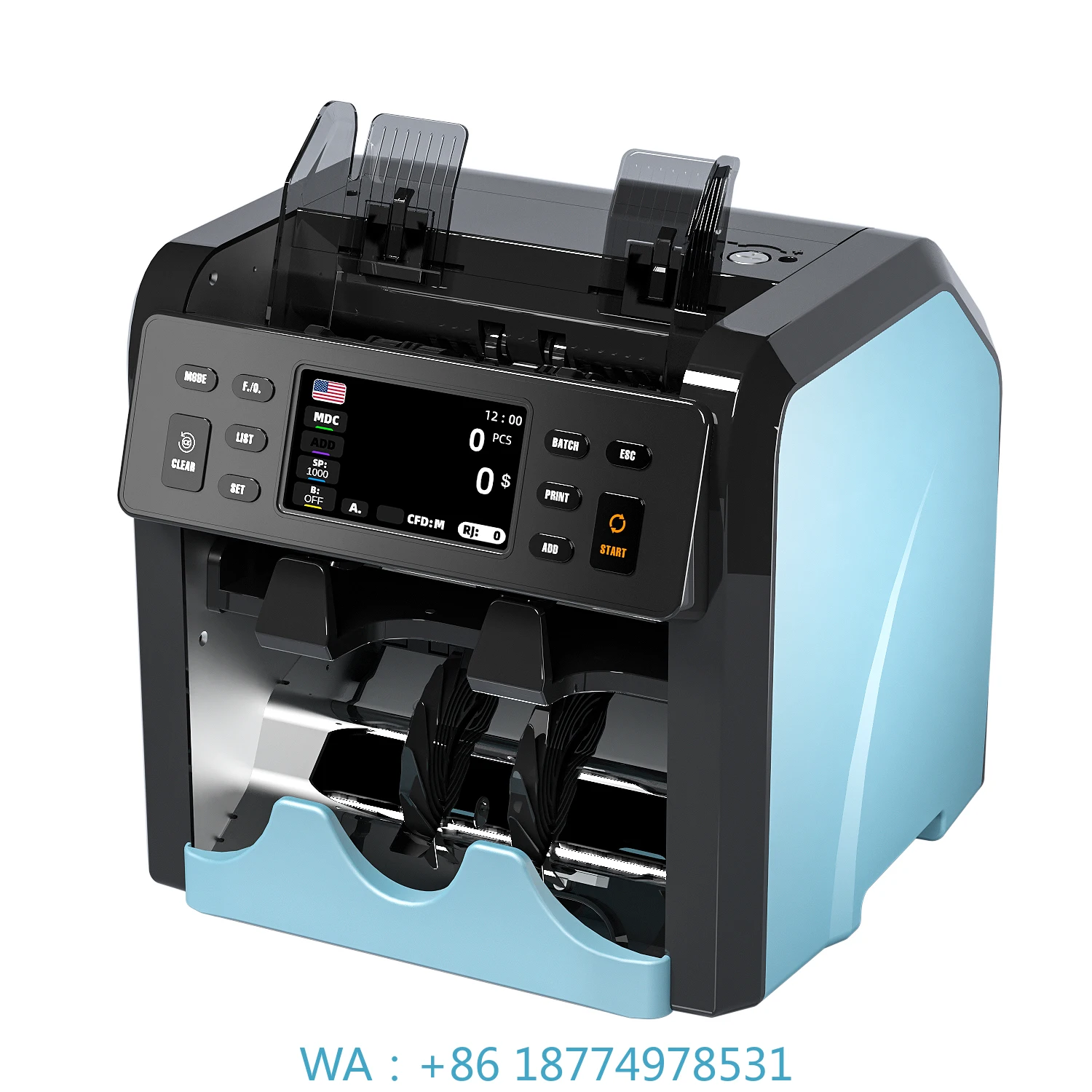 v  Counting Machine 1500 Speed Multi-Currency 2 CIS Touch Screen Bill CountersUN-220A Portable Mixed Value Money