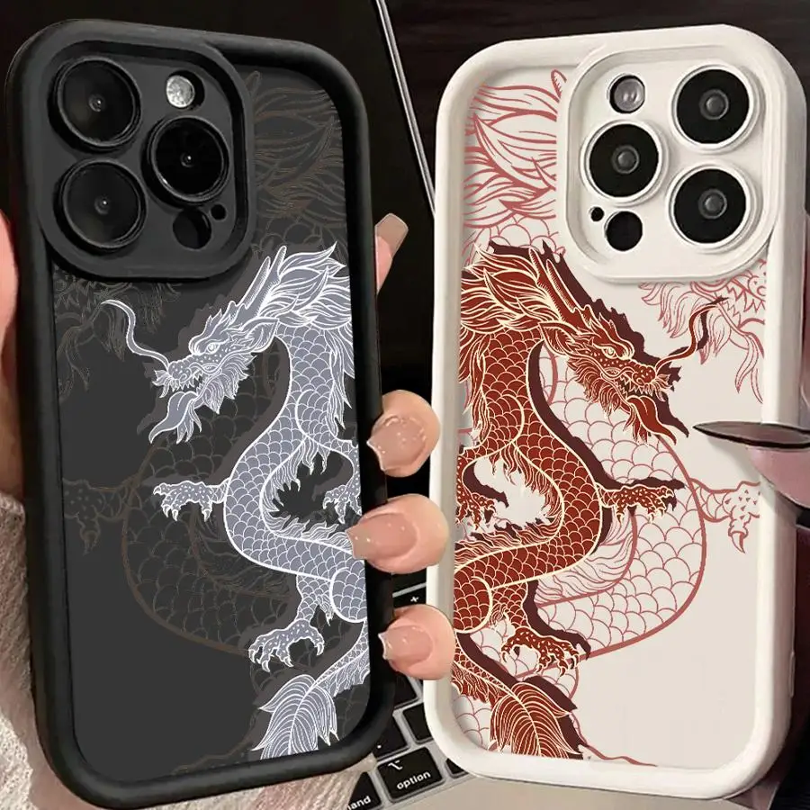 

Phone Case for iPhone 16 15 Pro Max 13 12 11 Pro 14ProMax 16Plus 12Pro 16e 13Pro Soft Cover Shell East Dragon