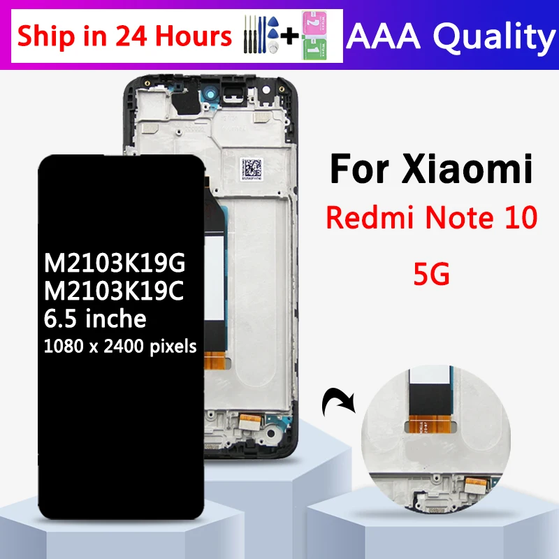 6.5\'\' Tested M2103K19G M2103K19C Screen For Xiaomi Redmi Note 10 5G LCD Display Touch Screen Digitizer Assembly Replacement