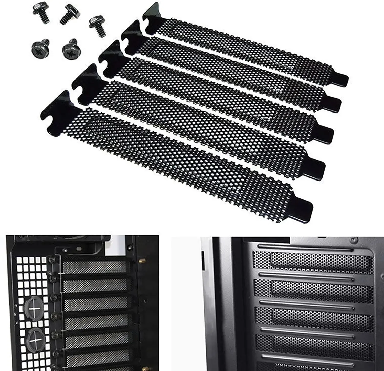 

PCI Slot Cover Hard Steel Dust Filter Blanking Plate, Vented Expansion Slot Shield for PC Case Cooling Dustproof Chassis Compute