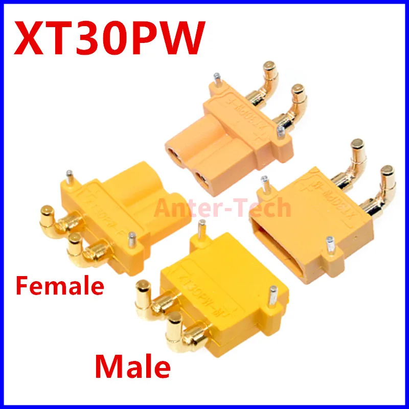 10PCS/5Pairs Amass XT30PW Male Female connector PCB board 2mm Banana Golden head Right Angle Horizontal connector for RC model