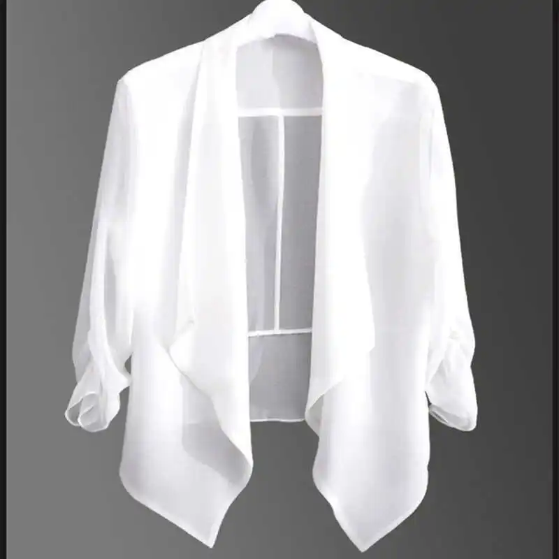 Elegant Casual Chiffon Sun Protection Shirt Women's Summer New High-End Feelings Mid-Length Sleeve Open Cardigan Coat