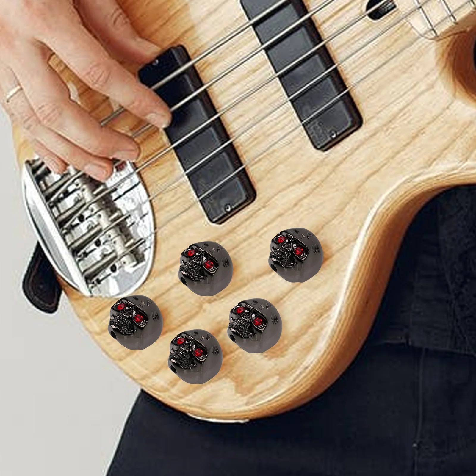 

Skull Shaped Metal Guitar Knob Volume Control Rotary for Electric Bass Amplifier Potentiometer Caps Guitar Volume Caps