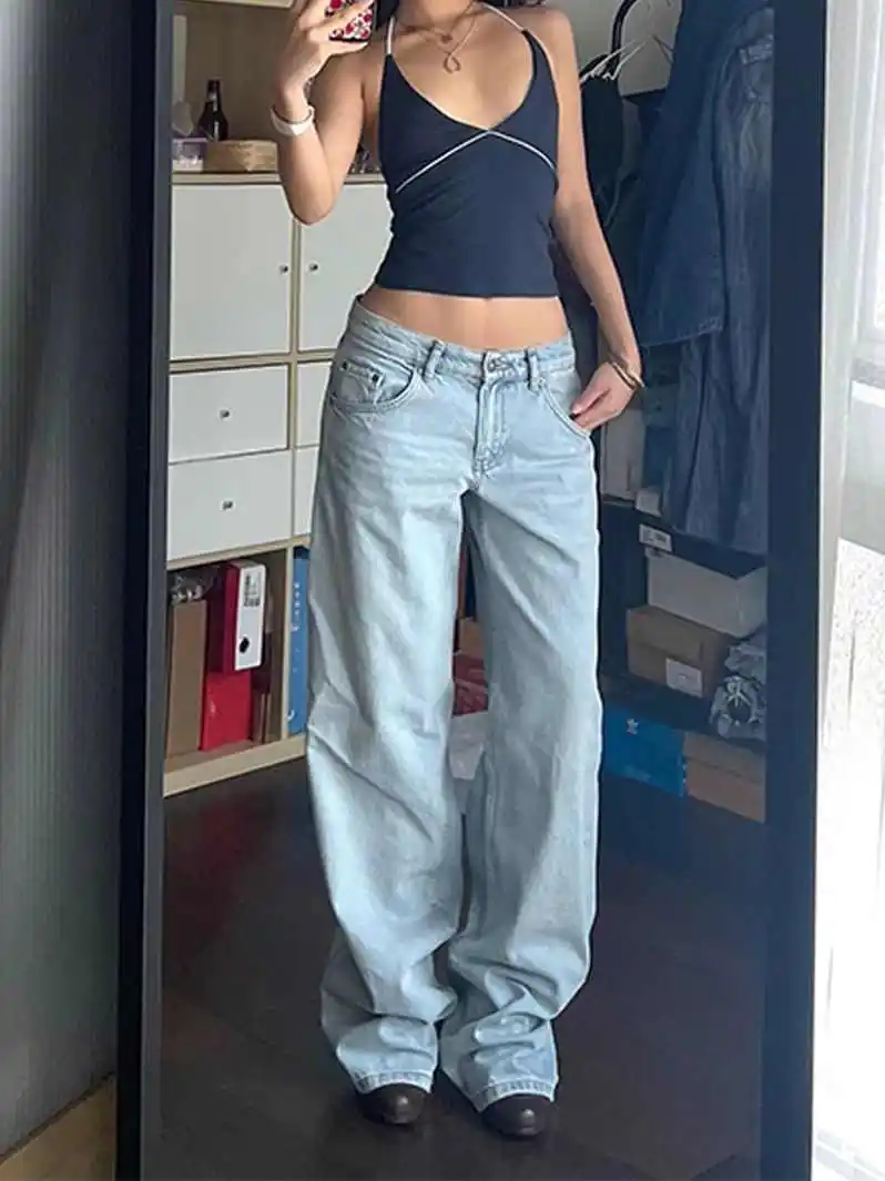 2025 outono inverno feminino retro azul denim calças y2k ajuste largo high street baggy jean japonês harajuku jean maré mãe jeans novo