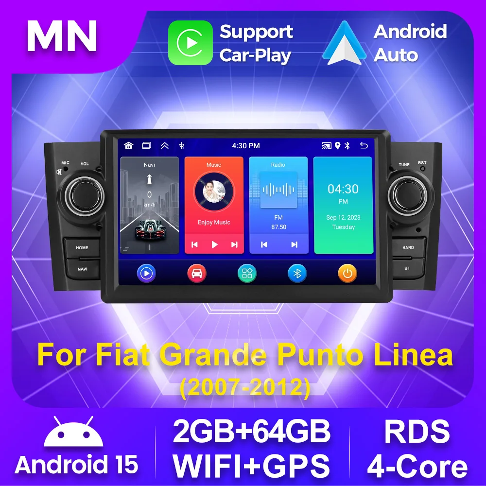 7'' Android 1 Din Auto Multimedia Player für Fiat Grande Punto Linea 2007 2008 2009 2010 2011 2012 Carplay GPS Radio Stereo Wifi