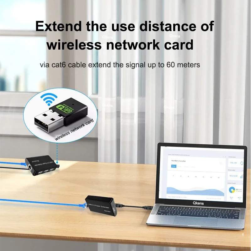 100m 4 Ports USB2.0 Network Cable Extender Via RJ45 Cat5e Cat6 Ethernet Cable for Webcam Camera Mouse Keyboard Printer Scanner