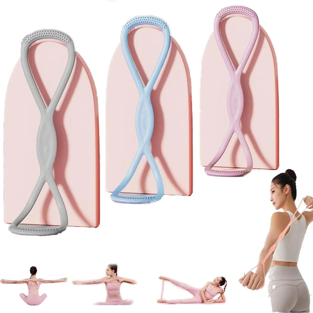 Figure 8 Yoga Resistance Band Soft Silicone 15/25/35 LB Exercise Band Quick Rebound Fitness Resistance Band