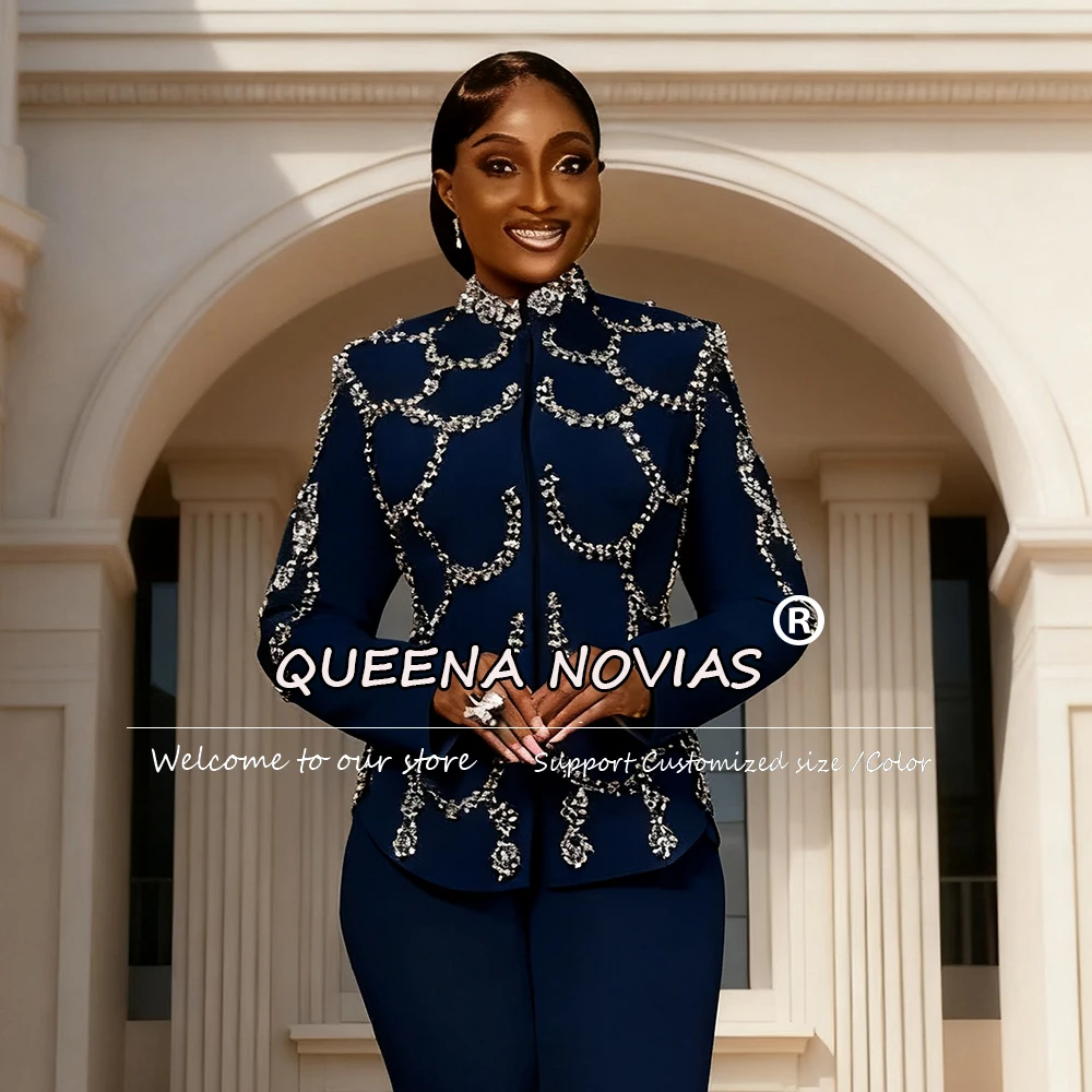 Unique Design Diamond Stones Women Suits 2 Pieces Sets trajes de mujer elegante Customized Wedding Guest Party Tuxedos Luxury