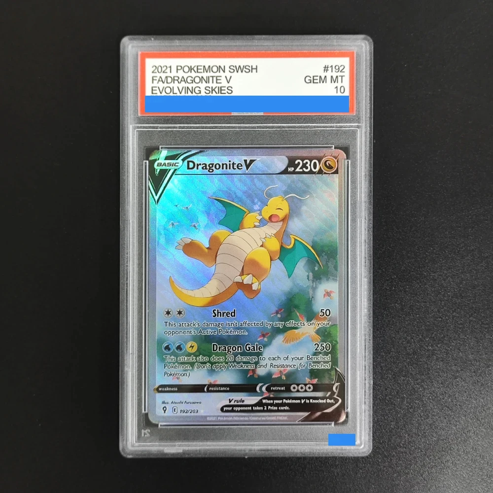 

Proxy 2021 Pokemon Dragonite V Alternate Art 192/203 Evolving Skies Gem Mint 10 Ultra Rare Full Art Holo TCG Collectible Card