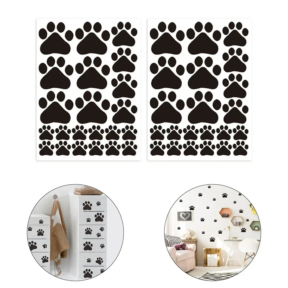 44pcs Dog Cat Footprints Pawprints Wall Stickers Pet Paws Vinyl Art Decoration Home Improvement Supplies Ornament Accessories