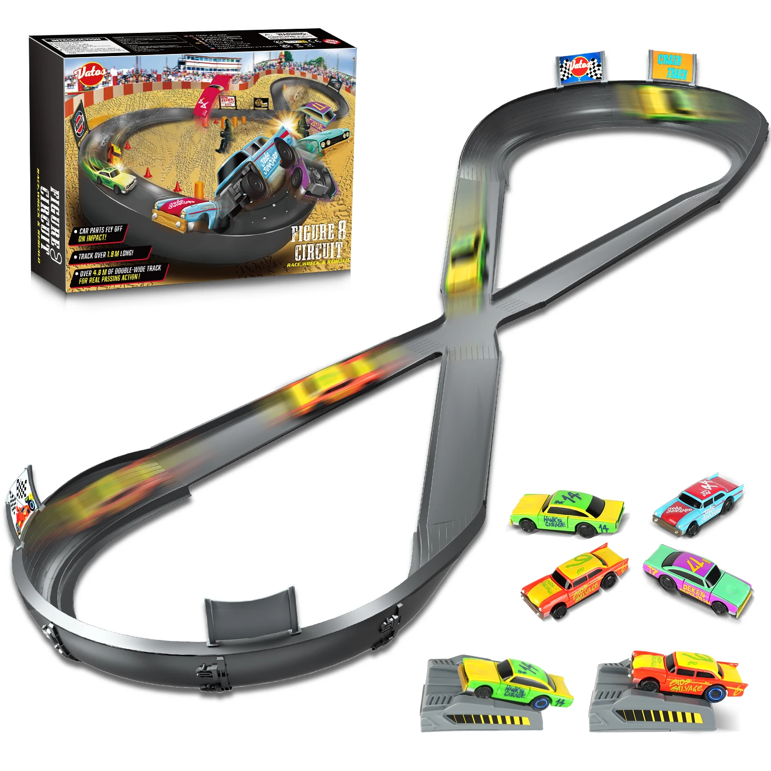 VATOS CRASH RACERS ensemble de voiture de course de Collision de vitesse de piste voitures rechargeables le rapide et le furieux jouets de course cadeaux jeu pour enfants