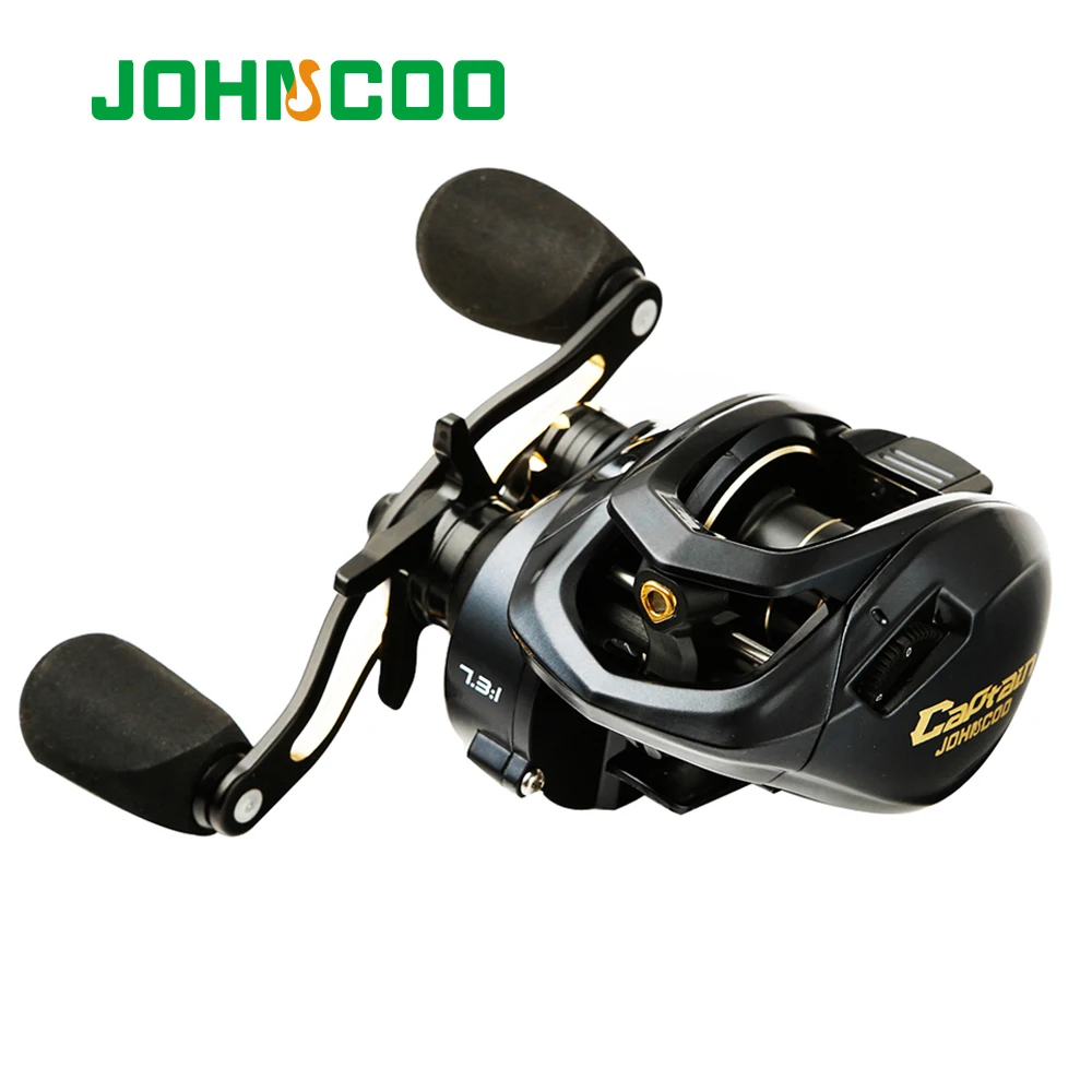 JOHNCOO Baitcasting reel 11+1 bearings 7.3:1 Johncoo long casting fishing reel 18lb max drag powerful reel with shallow spool