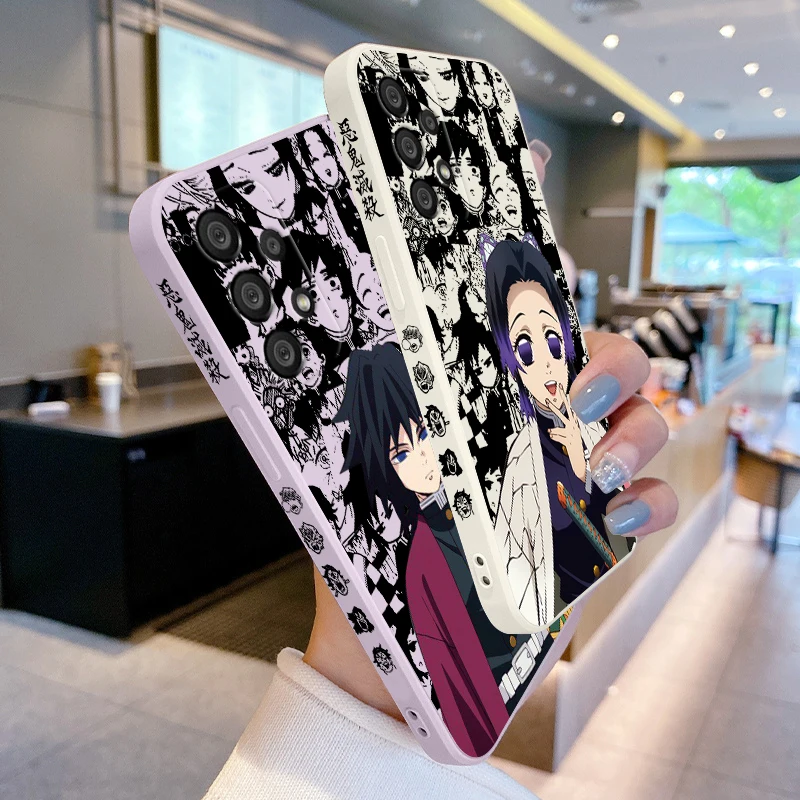 Anime Demon Slayer Column Phone Case For Samsung A55 A53 A33 A52 A32 A71 A51 A21S A35 A25 5G Liquid Left Rope Funda