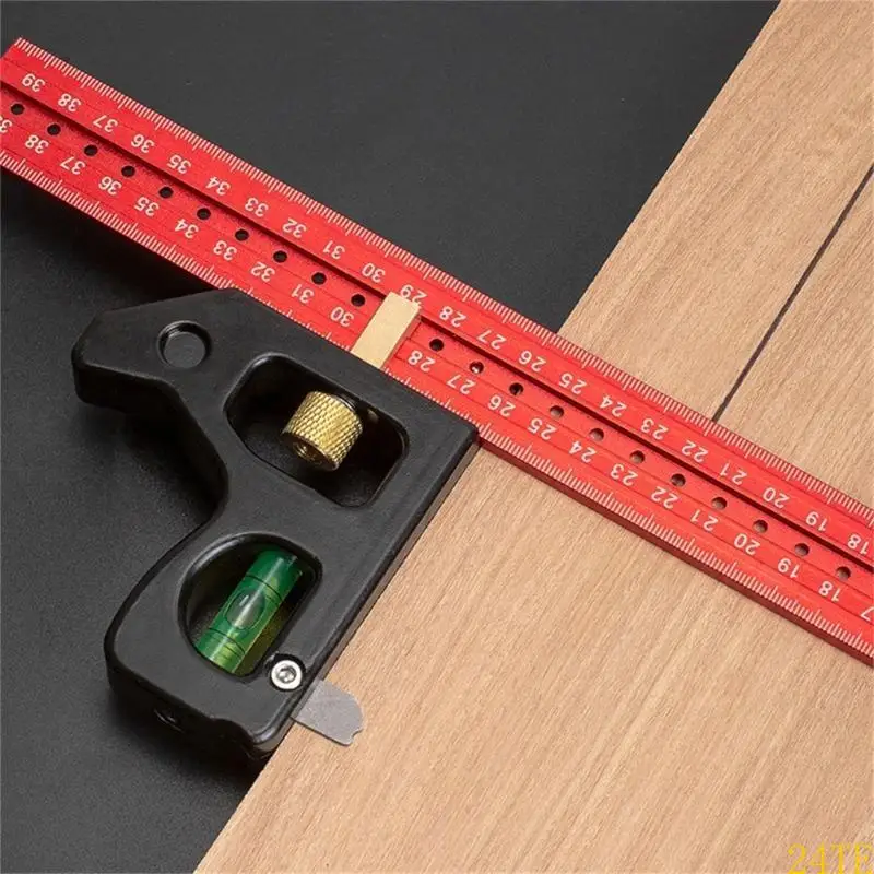 

24TE Professional Aluminum Alloy Angles Ruler with Built in SpiritLevel Woodworking