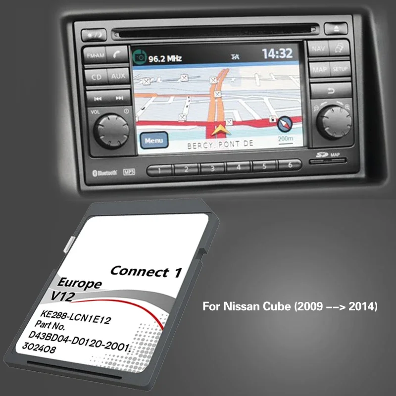 

for Nissan Cube 2009 2014 Germany Croatia Car Map SD C1V12 Navigation Card