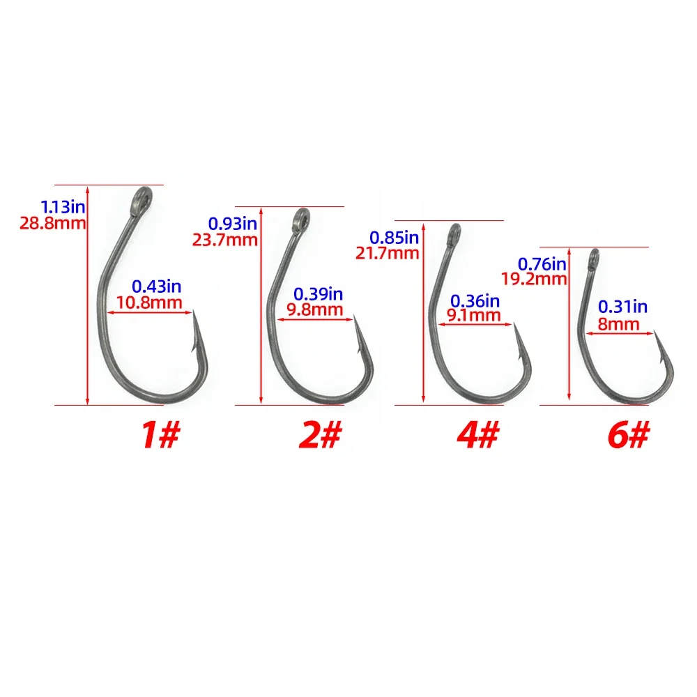 Hirisi 50x Fish Hook PTFE Coated Barbed Fishing Hooks Terminal Tackle 8023 Fishing Accessories