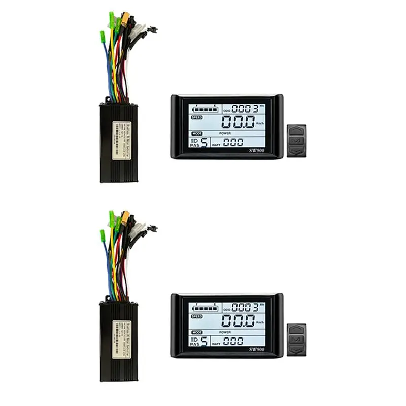 ABLB-2X 24V 36V 48V 500W 750W Three-Mode 9 Tubes Brushless 26A Controller Throttle Brake Kit With LED SW900 Display