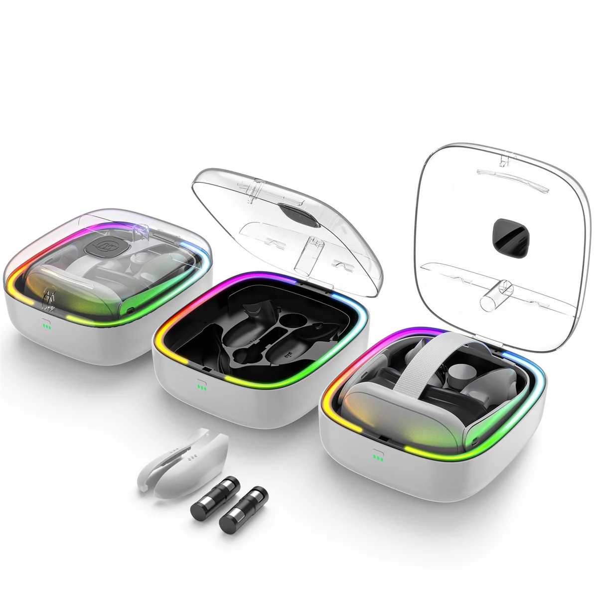 RISE JYS для Meta quest3 VR, ручки для очков, контакты, квадратная зарядная база с RGB-подсветкой и комплектом аккумуляторов, аксессуары VR