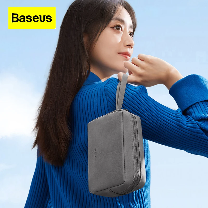 Baseus Data Cable Storage Bag Waterproof Large Capacity for Travel Portable Computer Charger Mouse Earphone Storage Soft Wrap