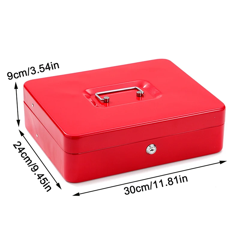 Security Lock Safe Box Key Cash Box With Money Tray Store House Metal Money Saving Organizer Slots Cash Register Drawer