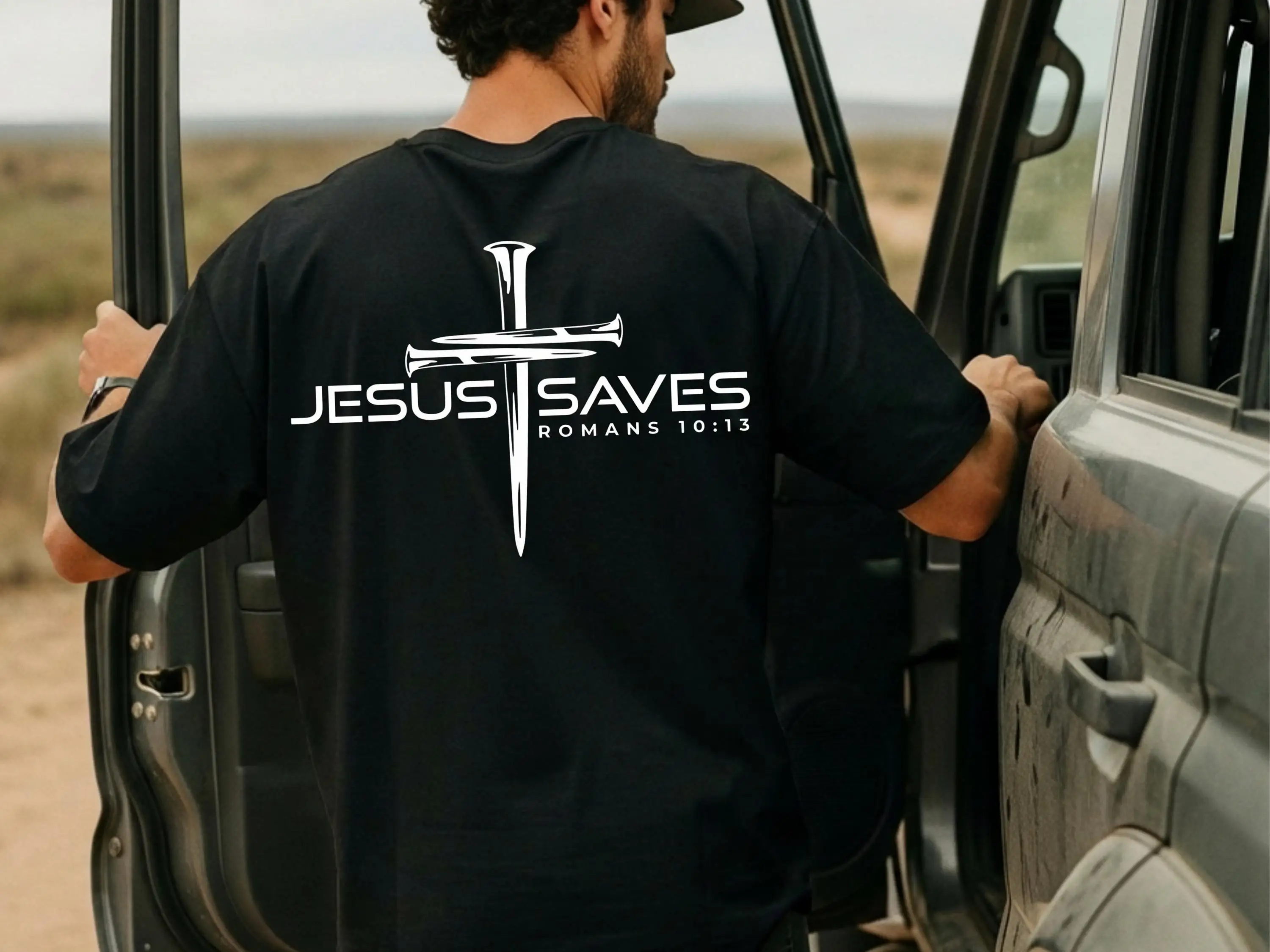 Jesus Saves Cross Graphic Printed Pure Cotton Short-sleeved T-Shirt Men's Clothing Women's Christian Faith Tee Summer T Shirt