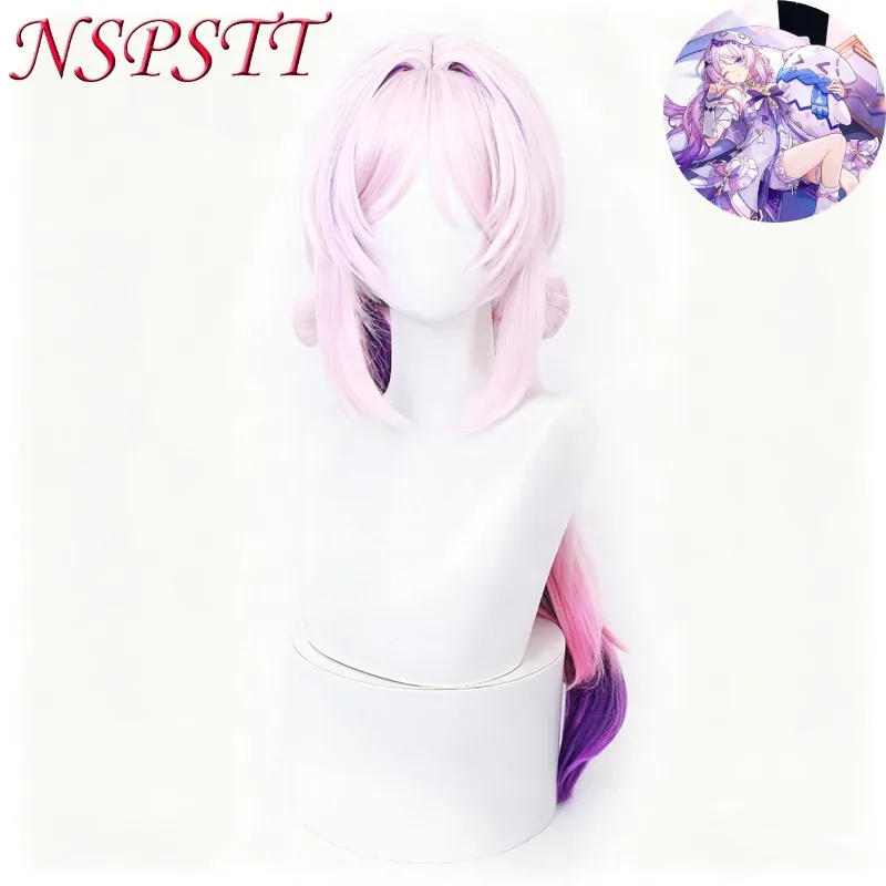 NSPSTT Genshin Impact Citlali Cos Wig Starry Night's Whispers Pink Purple Gradient Wig With Detachable Bow Realistic Scalp
