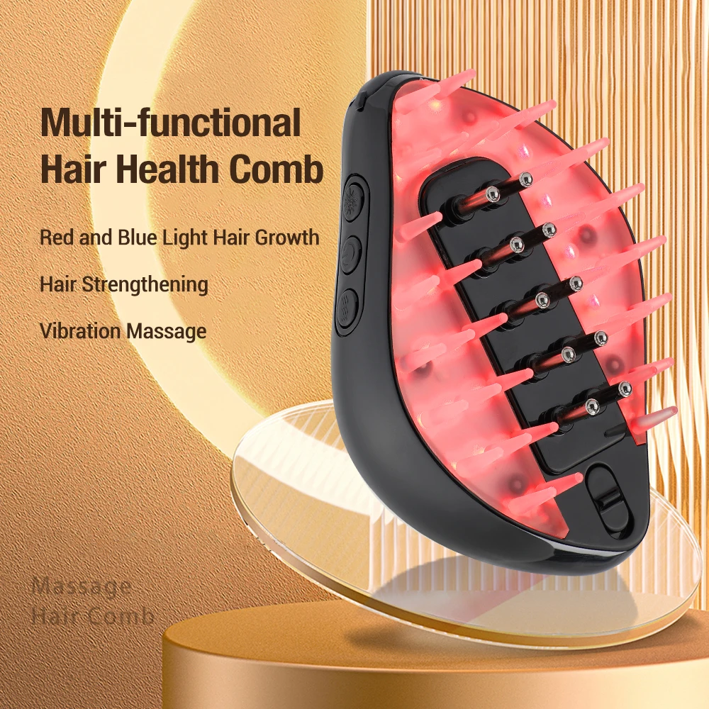 Electric Scalp Massager for Hair Growth Comb Essencial Oil Applicator 650nm Red Light Therapy EMS Microcurrent Head Massage Spa