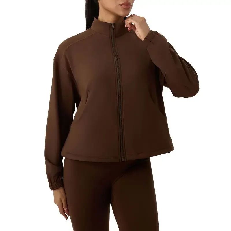 Women's Athletic Casual Long Sleeve Sweatshirts Workout Zip Up  Jackets Sweatshirts  Autumn Winter Warm Short Jacket