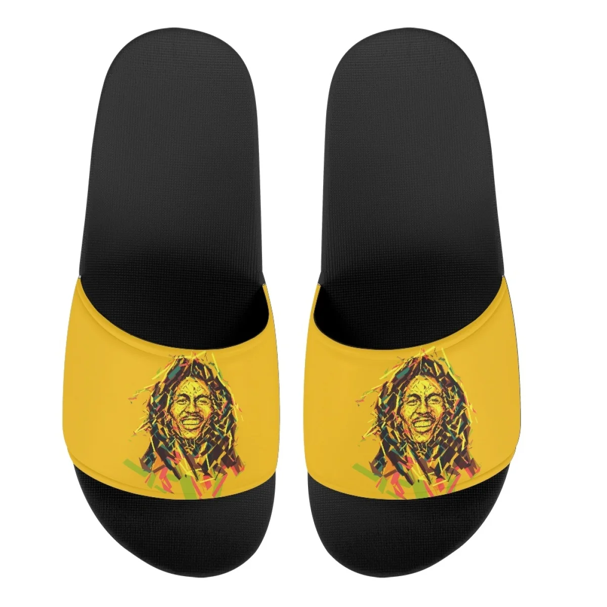 INSTANTARTS Yellow Reggae Bob-Marley Print Non-slip Flip Flops for Women Men Casual Indoor Shoe Fashion Teens Home Footwear 2023