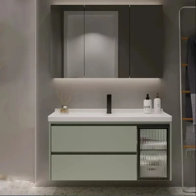 Open Bathroom Cabinet with Washbasin Cabinets Base Sink Home Furniture Locker Multifunction Mirror Under The Kit Mirrors Floor