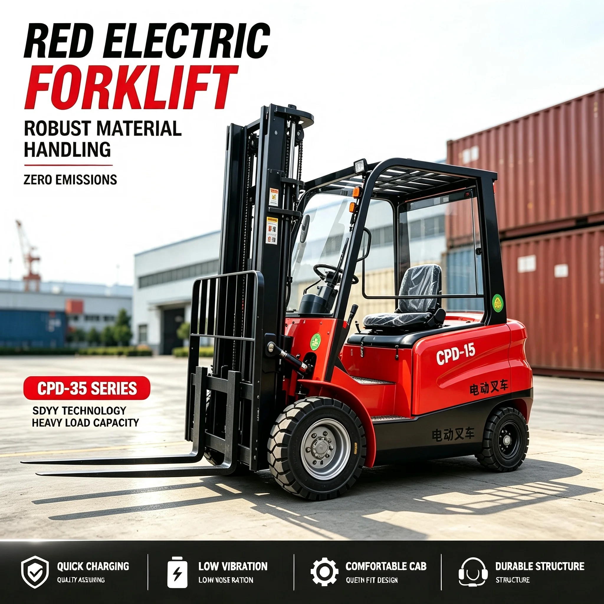 Multifunctional Electric Forklift 3ton Four-Wheel Ride-On Type Ce Certificate 3-5m Lift Height For Industrial Storage Customized