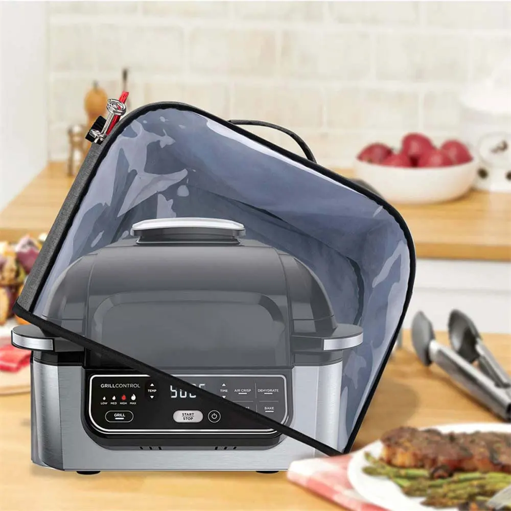 

Dust Cover Compatible with Ninja Foodi Grill AG301 AG302 AG400 Air Fryer Cover with Storage Pockets Waterproof Clear Front Panel