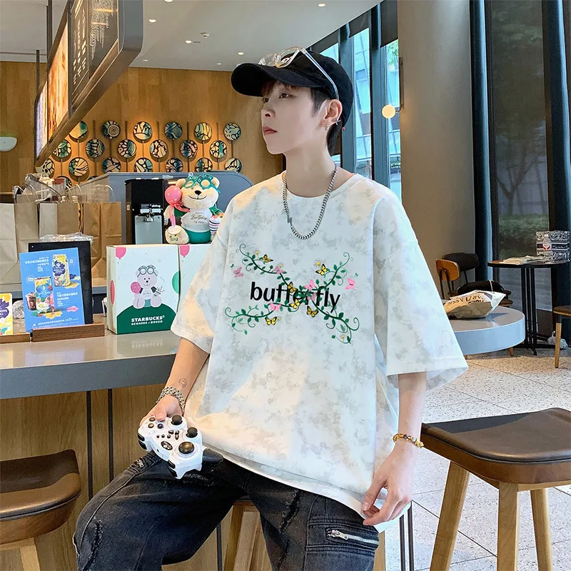 

Летняя универсальная дышащая футболка для активного отдыха и походов, модная тенденция для пар, свободная футболка с коротким рукавом в стиле тай-дай