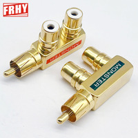 2PCS Gold-Plated RCA AV Splitter-1 Male to 2 Female Adapter Compatible with Home Theater Speakers Audio Equipment F-TYPE