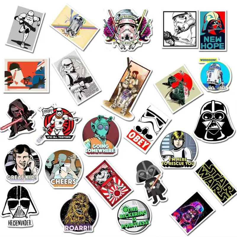 10/25/50pcs Cool Disney Star Wars Graffiti Stickers Cartoon Kids Sticker Toy DIY Phone Water Bottle Luggage Waterproof Decal