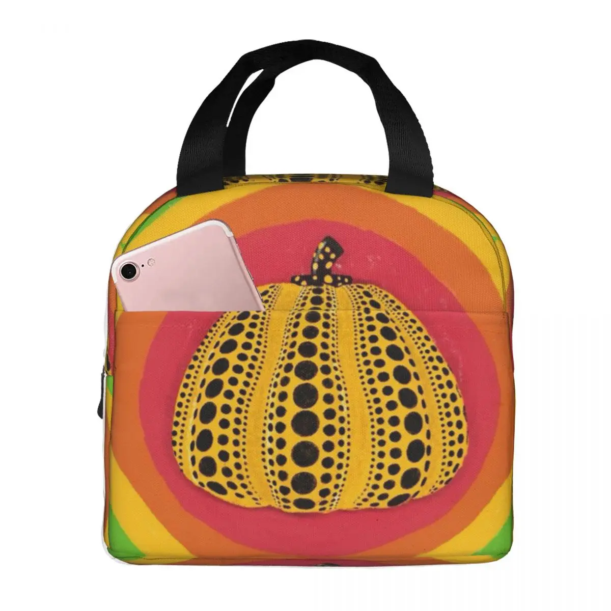 Yayoi Kusama Abstract Painting Insulated Lunch Bag for Women Office Cooler Thermal Food Box Tote Leakproof Lunch Boxes Container