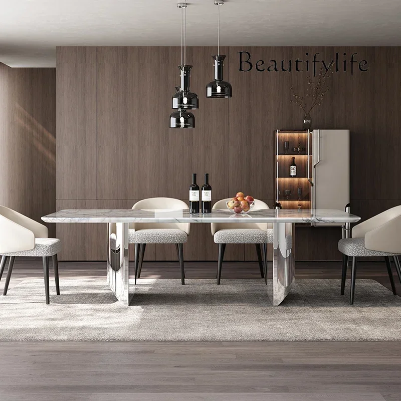 

mesa comedor Imported fragrant snow plum natural marble dining table Italian modern rectangular high-end luxury stone dining tab