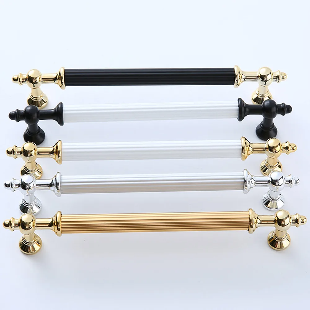 128 160 224mm Modern Simple Fashion Two Color Wardrobe Kitchen Cabinet Door Handle Gold Silver White Black Cupboard Drawer Knob