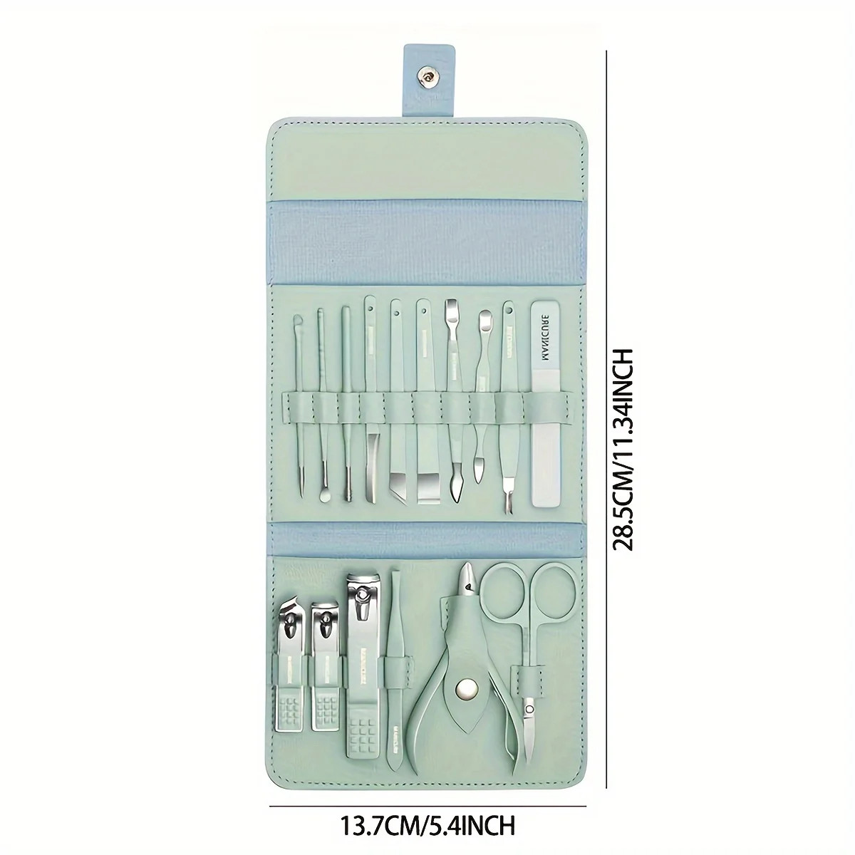 Conjunto de manicure profissional, 16 peças, kit de função completa, conjuntos de pedicure de aço inoxidável com estojo portátil de couro, ideia de presente