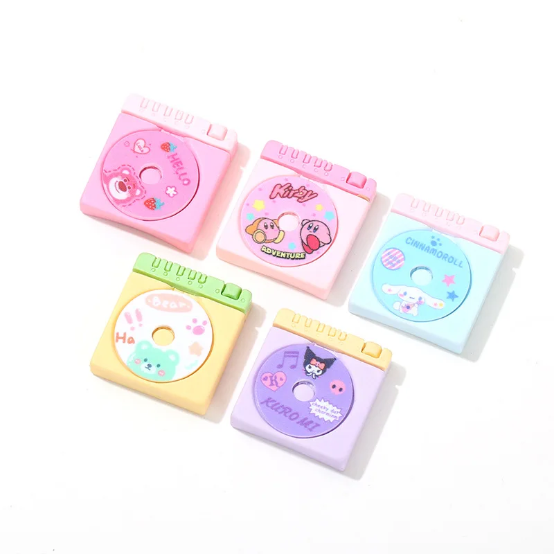 10Pcs Kawaii Sanrios Anime melody Kuromi Cinnamoroll Replaceable Disc Stereo Cartoon Disc Player DIY Resin Accessories Material